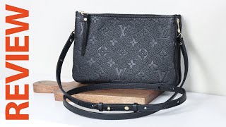 Louis Vuitton Double Zip Pochette Monogram Empreinte Leather with Python Neutral