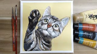 Acrylic painting / How to paint a cat /Easy painting Tutorial #170