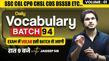Daily Class || Vocabulary Batch || With Mock Test by Jaideep Sir || for all Competitive Exams #vocab