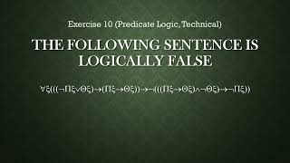 Exercise 10 (Predicate Logic, Technical)