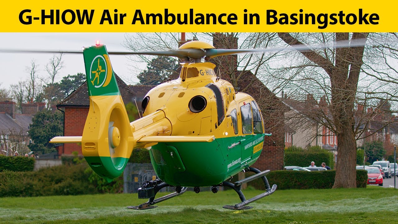 Hampshire and Isle of Wight Air Ambulance G-HIOW responding to an incident in Basingstoke