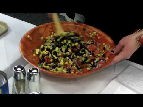 Tasty, healthy, black bean salsa recipe demo at Harper College