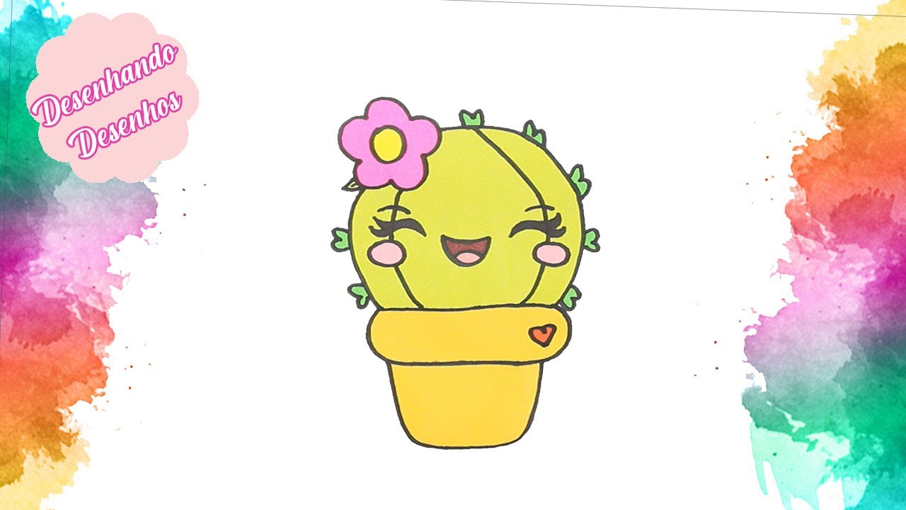 Como desenhar Cacto fofo Kawaii ❤ Desenhos Kawaii - Desenhos para Desenhar  