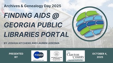 Archives & Genealogy Day: Finding Aids @ Georgia Public Libraries Portal