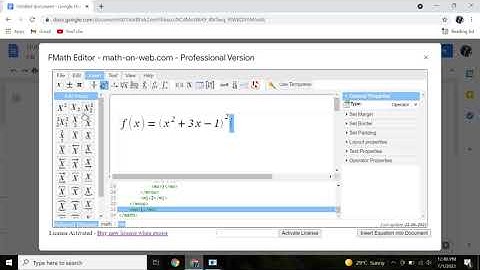 Writing a math formula using the FMath Equation Editor and inserting it into Google Docs