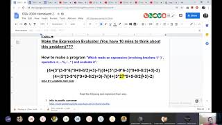 DSA 2020 p02 Lecture 6 Expression Evaluator N^2 Algorithm+Infix to Postfix and Evaluator