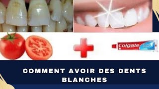 Dents blanches avec la tomate et colgate. c est incroyable comment blanchir les dents à la maison.