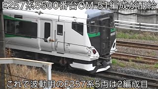 【E257系5500番台2編成目がついに配給】E257系5500番台OM-51編成が配給輸送 ~波動用のE257系5両はこれで2編成目~