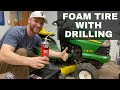 Foam Filled Mower Tire Repair (WARNING: DOES NOT WORK WATCH FOLLOWUP FOAM VIDEOS)