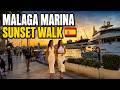 Malaga Sunset Marina Walk 4K Beautiful Evening Atmosphere In Spain 