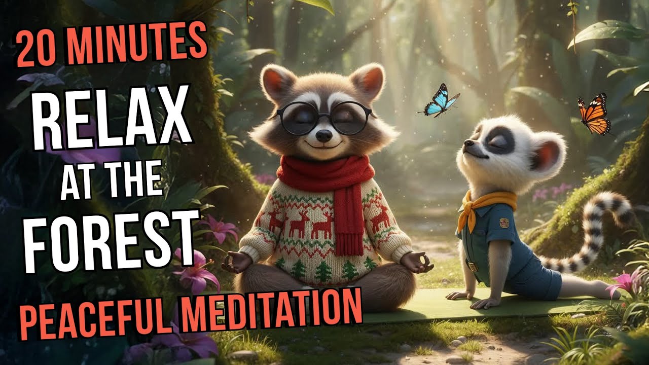 20 Minutes of Peaceful Forest Relaxation | Singing Bowls, Harp & Flute Sounds with Mr. Wash and Milo