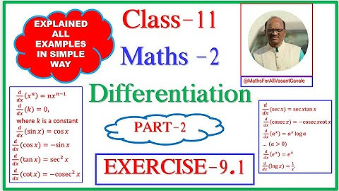 Class-11|Differentiation|Exercise-9.1|Derivatives w.r.t. First Principle| Maharashtra Board|Part-2