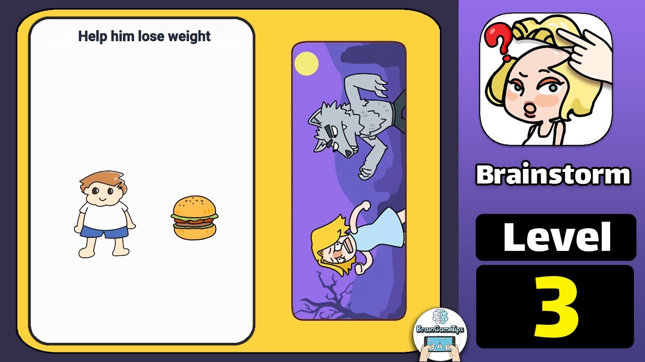Brain Find - Riddles&Find clue - Brainstorm Level 3 Help Him Lose Weight Solution