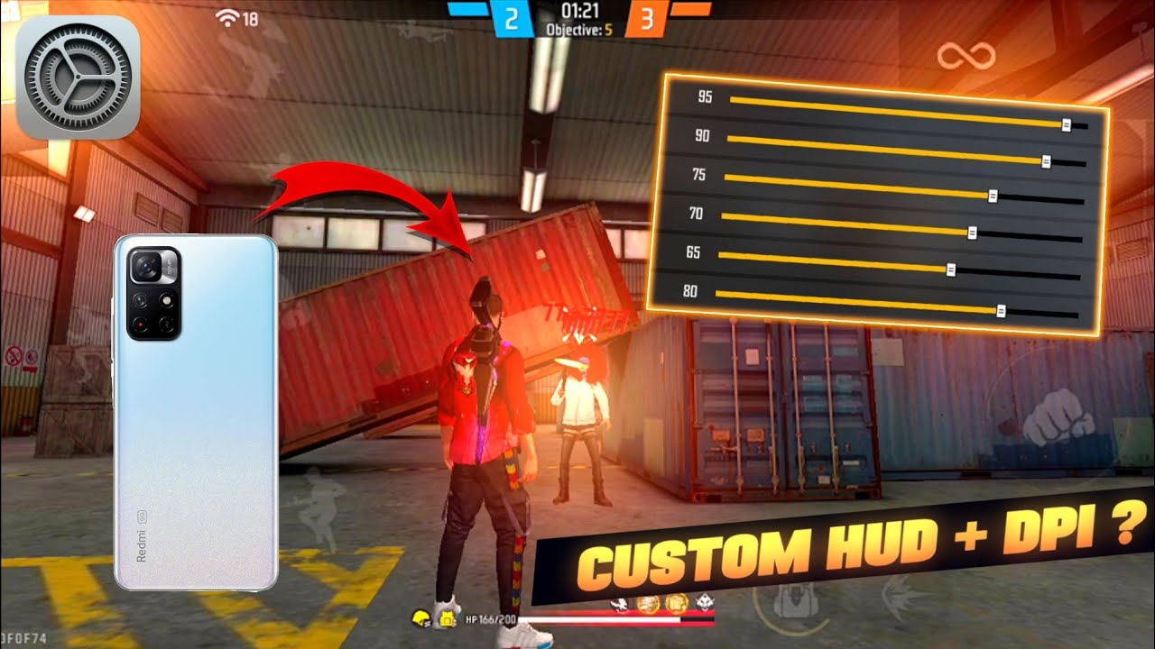 95% HEADSHOT 🤯 REDMI NOTE 11📱 + ⚙️ CUSTOM HUD FREE FIRE SETTINGS | 1400 ...