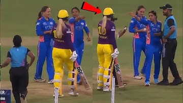 Huge Drama when Harmanpreet Kaur heated fight with Sophie Ecclestone during MI vs UPW WPL Match 2025