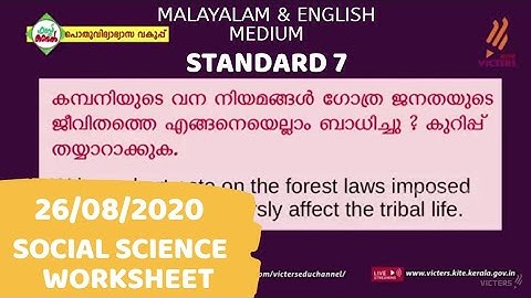 Kite Victers First Bell | Social Science Worksheet | Standard 7 | 26-08-2020