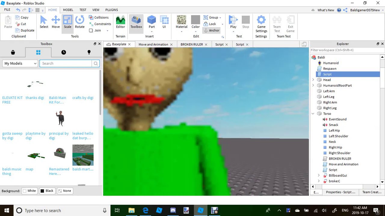 Baldi Model Test On Roblox V1 Youtube - baldi rp 3d models roblox