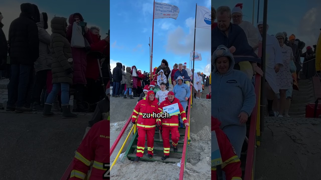 Neujahrsbaden auf Borkum - 145 Menschen trotzen der kalten Nordsee