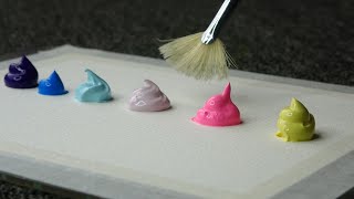 How to use these 6 big lumps of paint to draw a cat sitting on a wire