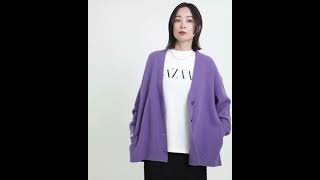 ウールカシミヤ オーバーVネックカーディガン