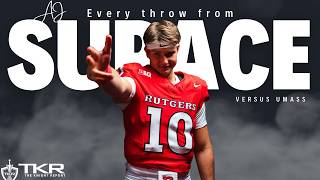 Every throw from AJ Surace versus UMass Minutemen - Rutgers Scarlet Knights Football