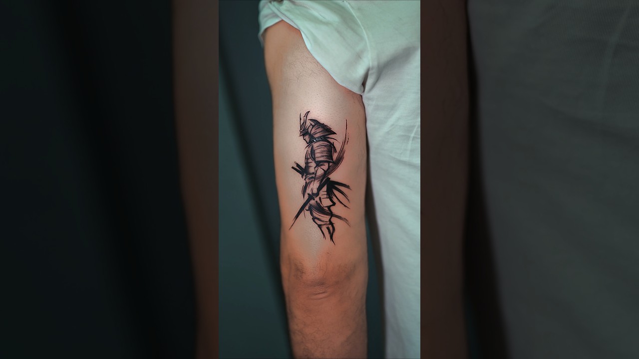 Sketch-Style Samurai Tattoo 🖤⚔️ So Clean #shorts