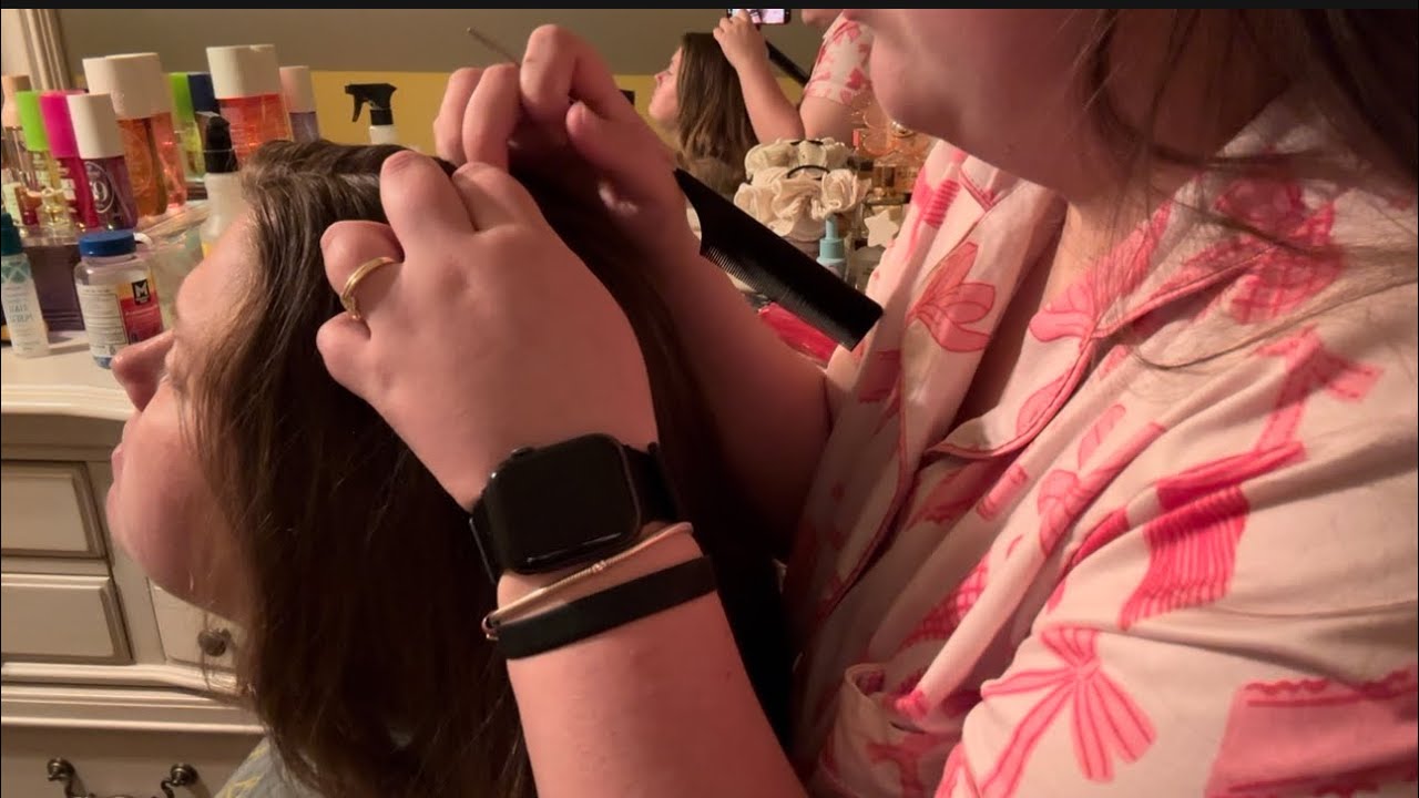 ASMR | scalp check with dandruff, serum, and hair brushing attention ✨