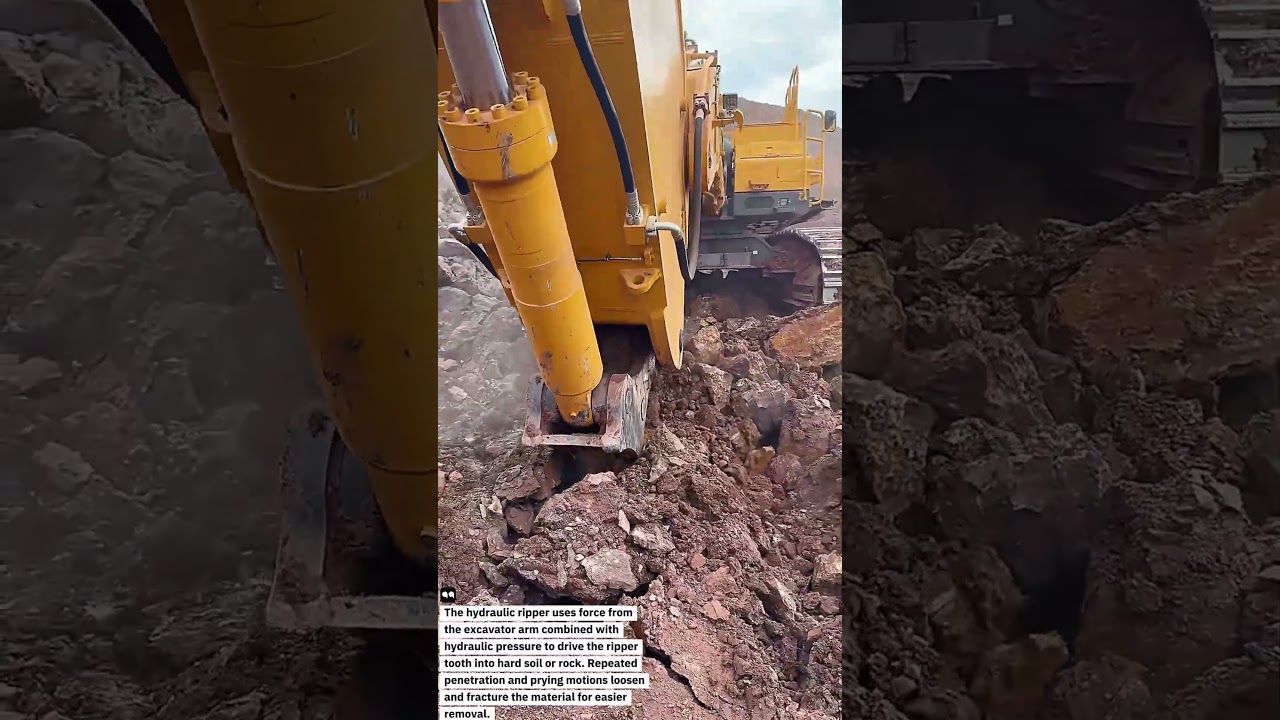 Rock Breaking with Hydraulic Ripper – Powerful Excavator Attachment in Action