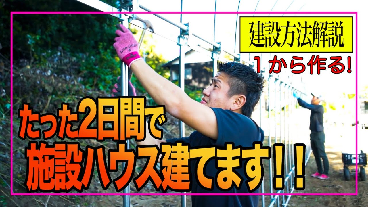 【前編：施設建設】2人でできるビニールハウス建設方法をご紹介！！しかも2日間で出来ます！