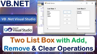 P51 | Two List Box with Add, Remove & Clear Operations | VB.NET