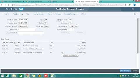 SAP - Post Parked Invoices