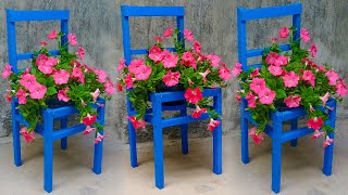 Diy Wooden Chair Planter Flower from Recycling Wood &amp; Plastic Bottles