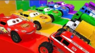 Learn Colors With Street Vehicle Soccer Ball Toys In Magic Water Slide Pretend Play For Kids