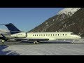 Bombardier BD-700 VH-FGJ takeoff at St. Moritz / Samedan Airport