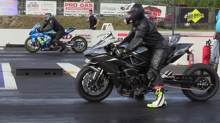 GSXR vs H2 Kawasaki - drag race
