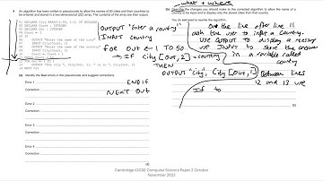 Q4 part b - Describe Changes to  Pseudocode - Paper 2 oct nov 23 Cambridge iGCSE Computer Science