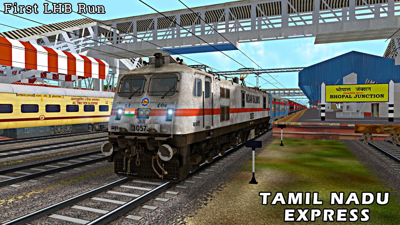 Legendary TAMIL NADU EXPRESS | First Inaugural LHB Run | ERODE WAP7 Acceleration | MSTS Openrails