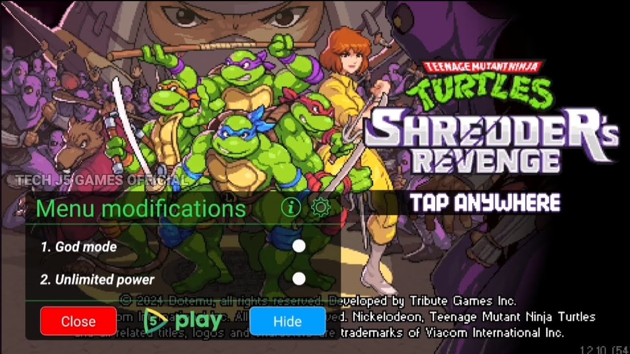 TMNT: Shredder's Revenge Mod Menu God Mode Unlocked Full Android Gameplay (60 FPS)