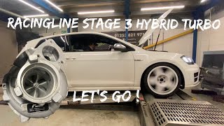 VW MK7 GOLF R RACINGLINE PERFORMANCE STAGE 3 TURBO FITTING AND DYNO RESULTS.