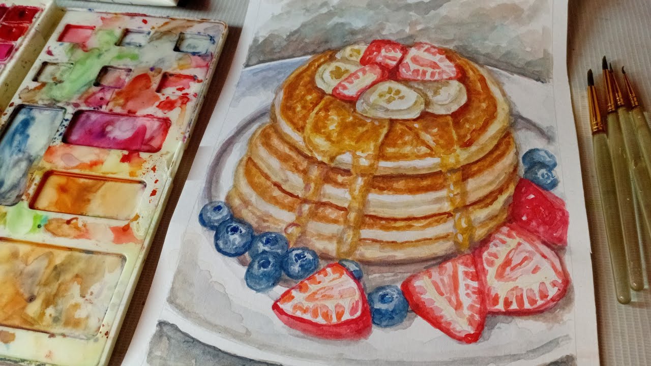 🎨Paint with Me: Food Art, Cozy Vibe 🍃 [ Buttermilk Pancakes 🥞]