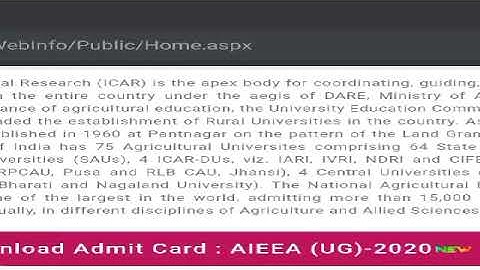 ICAR ADMIT CARD RELEASE 2020|| Admit Card Out ICAR Entrance Exam 2020/NTA ICAR Admit Card 2020