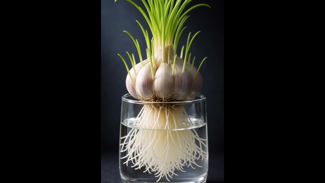 growing a garlic in glass timelapse