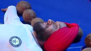 World record on crushing most coconuts in blind fold| Must watch