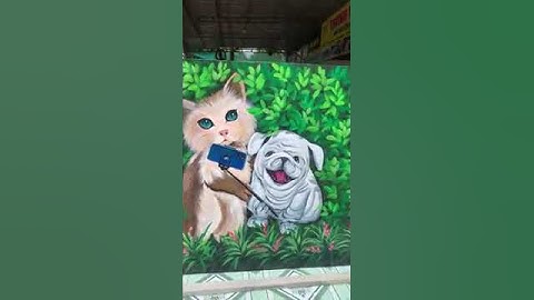 Vẽ tranh tường chú chó mèo 3D tại Thanh Trì, Hà Nội – Vẽ tranh nghệ thuật cực đẹp LH Zalo 0799110022