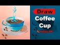 ☕ как нарисовать чашку кофе акрилом или гуашью. How to draw coffee cap