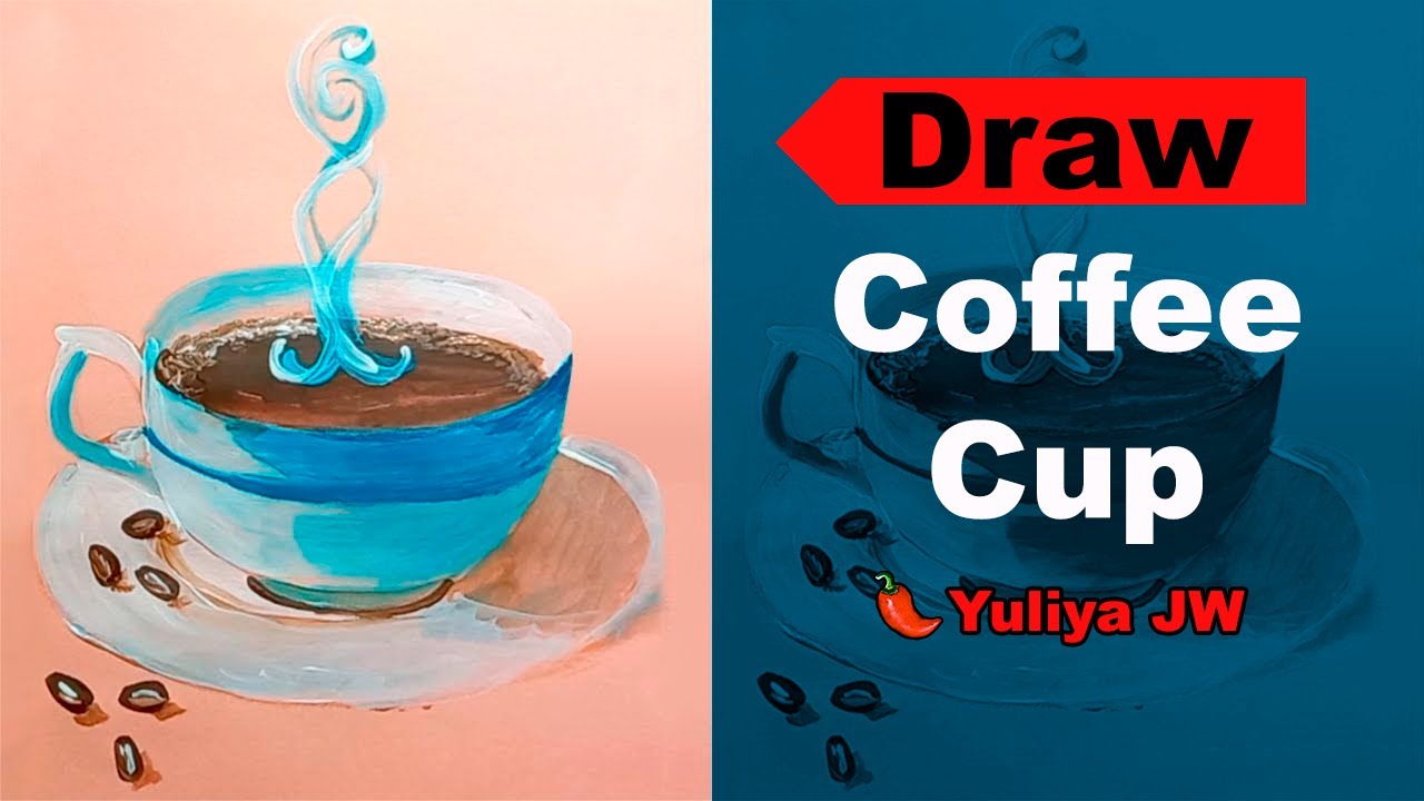 ☕ how to draw coffee cup, how to draw a cup of coffee - YouTube