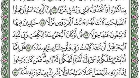 آخر مقطع من سورة الكهف عبارة عن آخر صفحتين الآيات من ٩٧---١١٠.