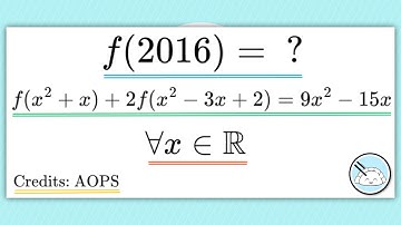 Solving for f(2016) in the functional equation: f(x^2+x)+2f(x^2-3x+2)=9x^2-15x || High School Math