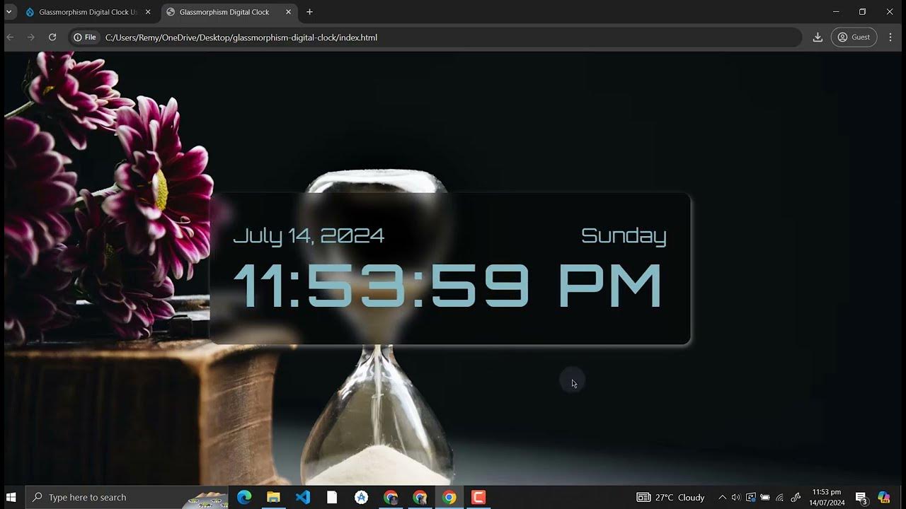 Glassmorphism Digital Clock Using HTML, CSS and JavaScript with Source ...