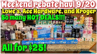 Weekend rebate couponing haul 9/20! Lowe’s, Ace Hardware, and Kroger | Amazing deals! | All for $25!